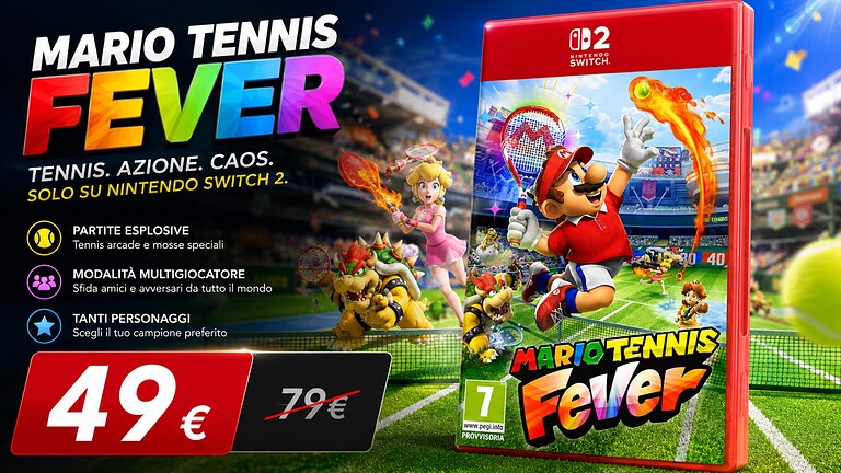 Mario Tennis Fever per Switch 2 a 49,49€ su Amazon: minimo storico