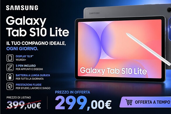 Samsung Galaxy Tab S10 Lite in offerta a 299€ su Amazon con S-Pen inclusa