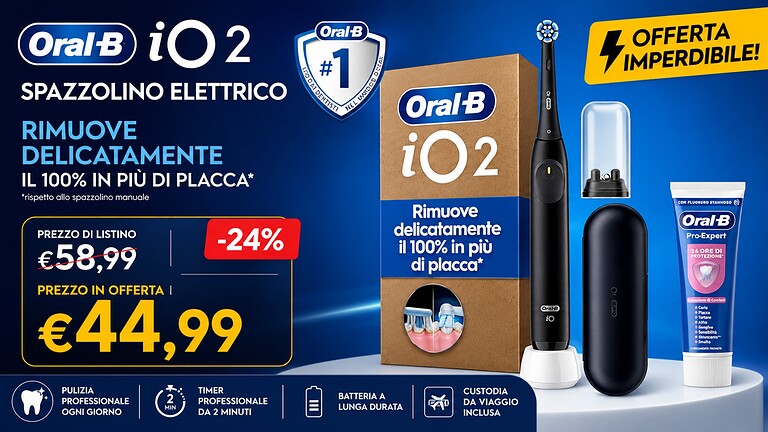 Oral-B iO 2 in offerta su Amazon a 44,99 euro: pulizia sonica al top