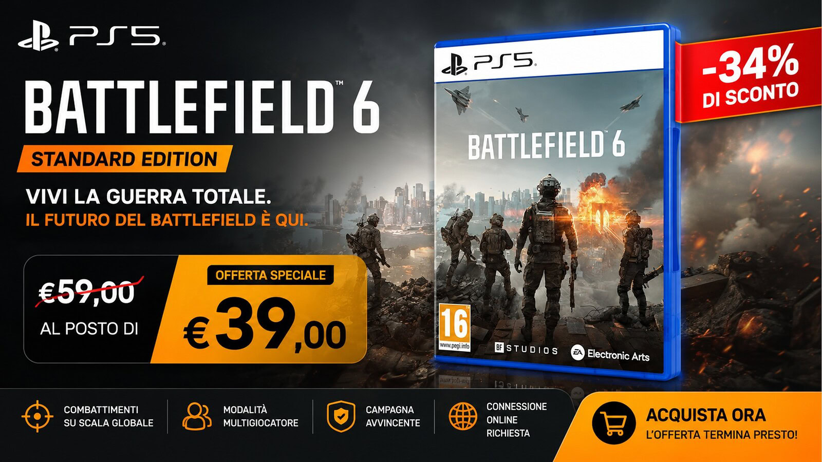Battlefield 6 al prezzo più basso di sempre: l'offerta Amazon da non perdere