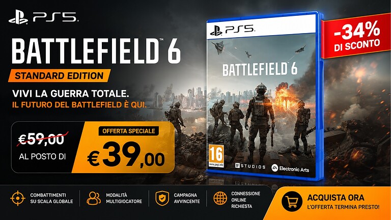 Battlefield 6 al prezzo più basso di sempre: l'offerta Amazon da non perdere