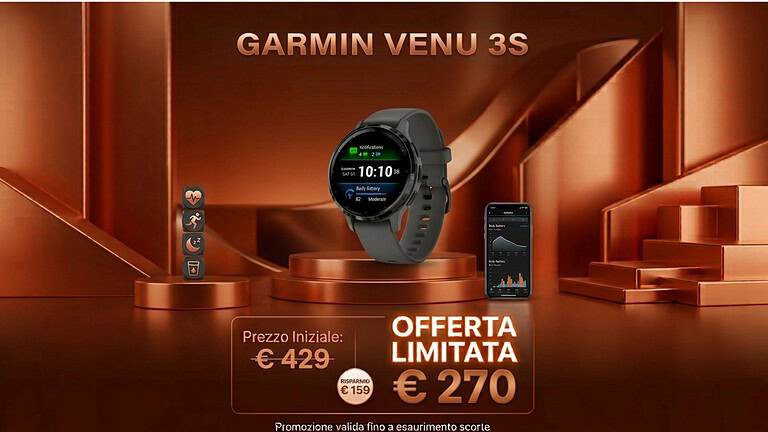 Garmin Venu 3S in offerta a 270€ su Amazon: sconto di 160 euro
