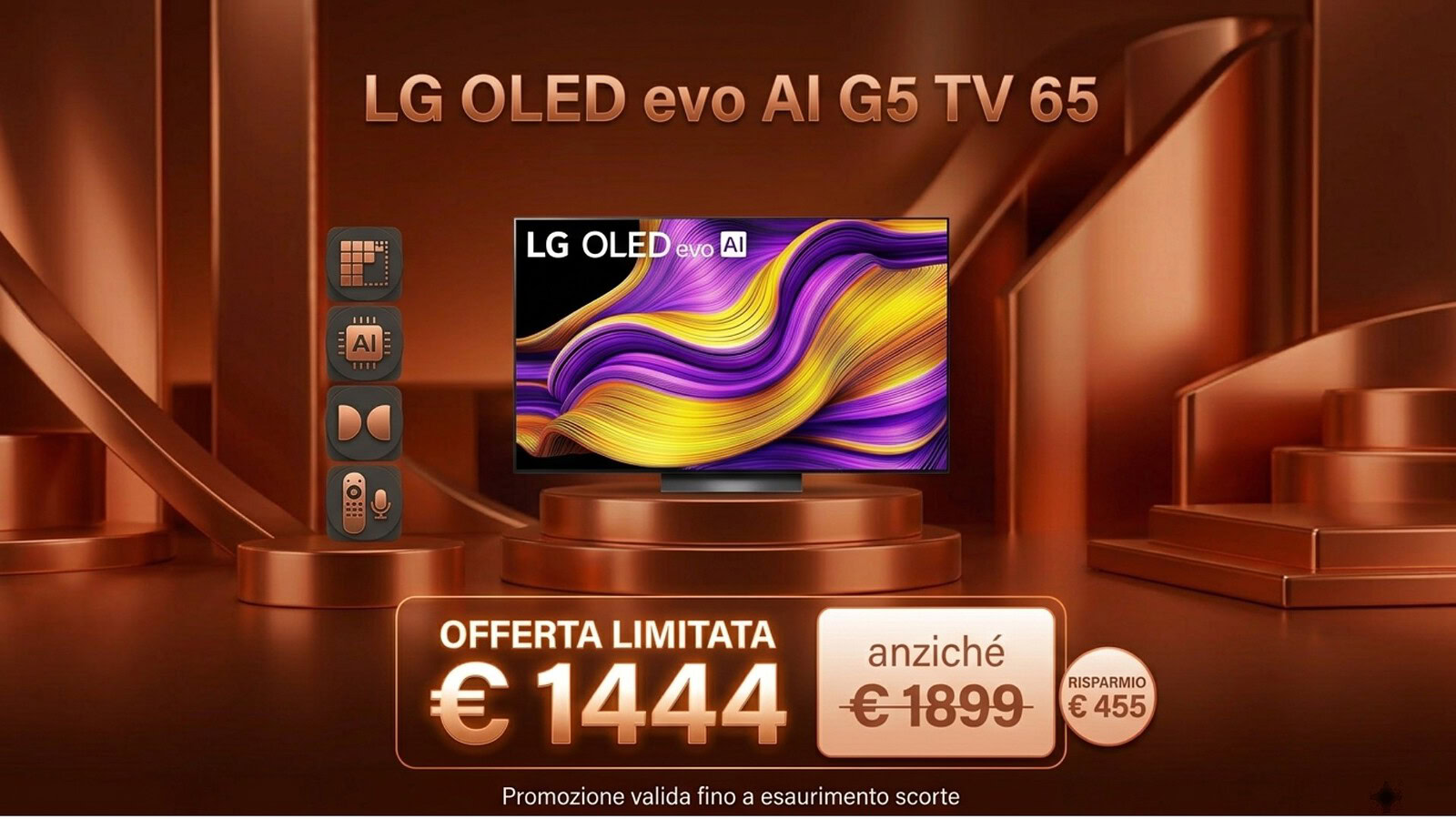 LG OLED65G56LS al minimo storico su Amazon: sconto di quasi 500 euro