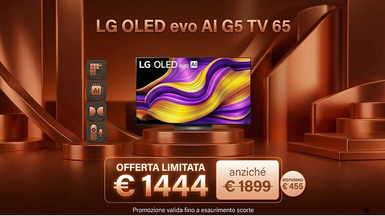 LG OLED65G56LS al minimo storico su Amazon: sconto di quasi 500 euro