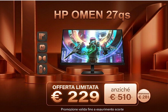 HP OMEN 27qs in offerta: QHD e 240 Hz al minimo storico su Amazon