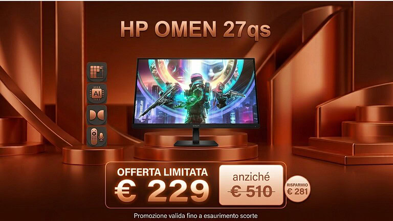 HP OMEN 27qs in offerta: QHD e 240 Hz al minimo storico su Amazon
