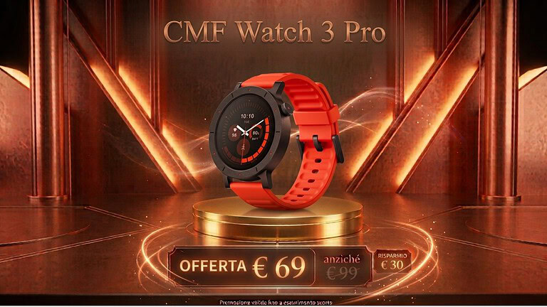 CMF Watch 3 Pro a 69 euro: GPS dual-band e ChatGPT al polso