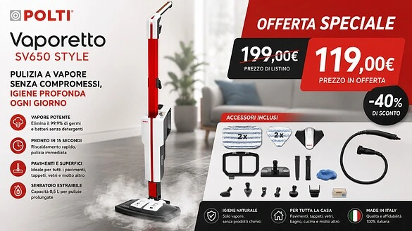 Polti Vaporetto al minimo storico: sconto del 40% su Amazon