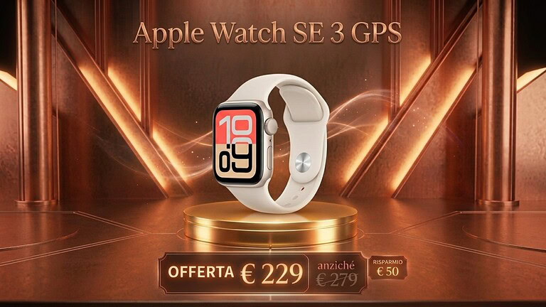 Apple Watch SE 3 GPS 44mm in offerta a 229 euro su Amazon
