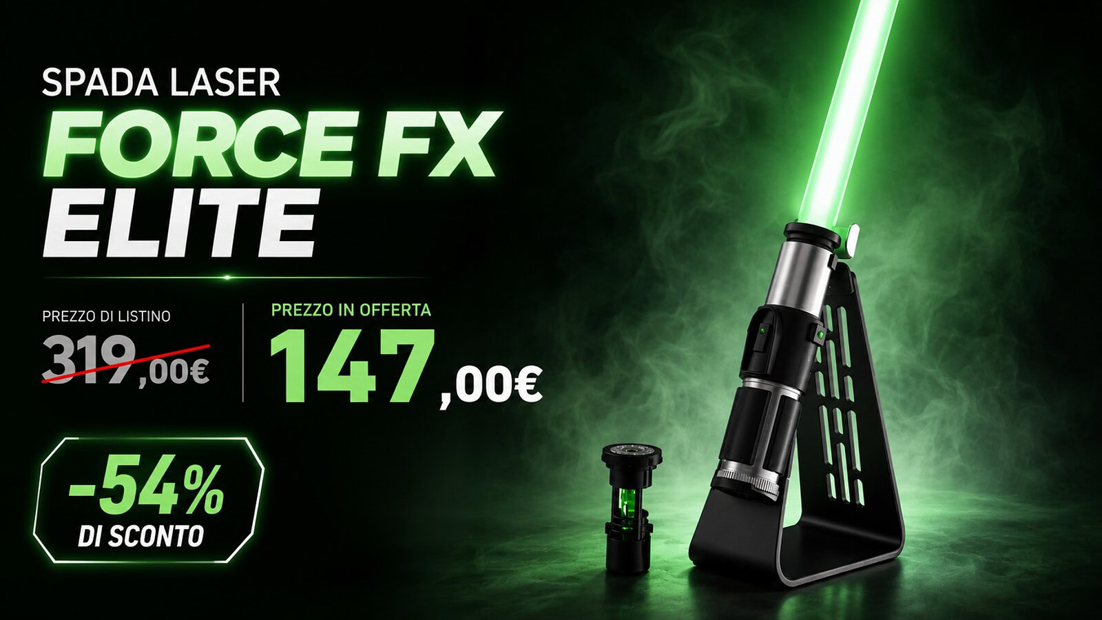 Spada laser di Yoda Force FX Elite in sconto del 54% su Amazon