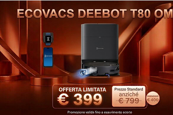 Ecovacs T80 Black in offerta su Amazon a 399 euro: robot aspira e lava