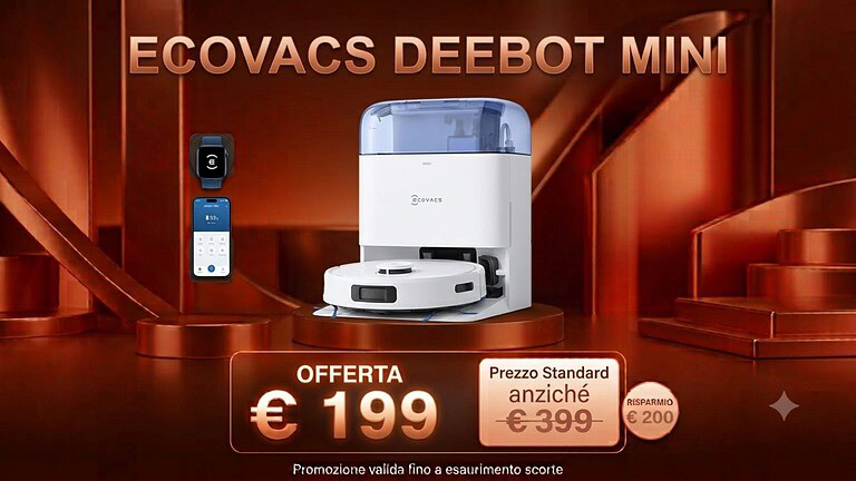 Ecovacs Deebot Mini Blue crolla sotto i 200 euro su Amazon