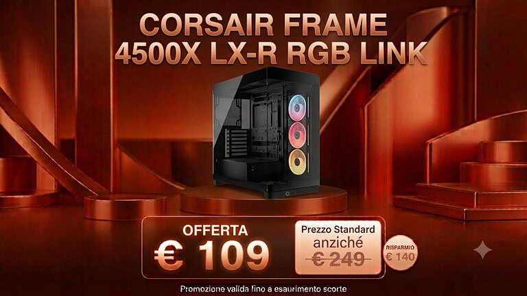 Corsair FRAME 4500X in offerta su Amazon: sconto del 56% sul case RGB