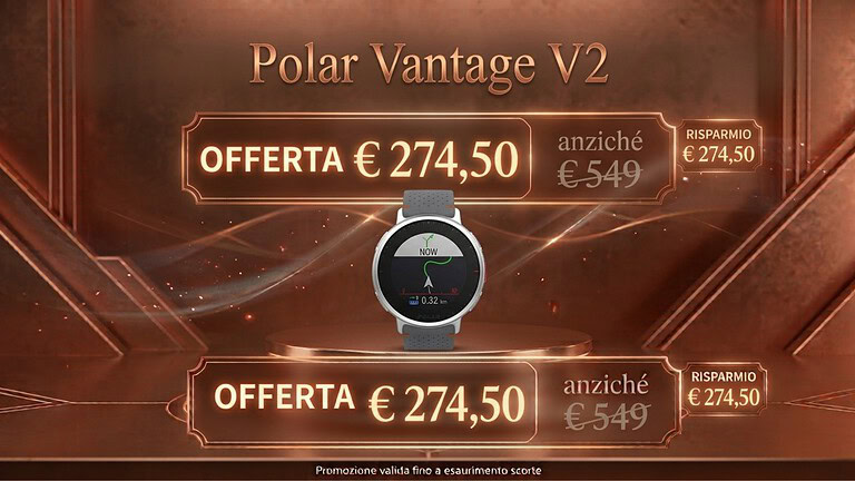 Polar Vantage V2 crolla a 274,50€: sconto di oltre 275 euro