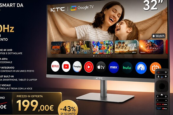 Monitor KTC A32Q8 4K con Google TV crolla sotto i 200 euro