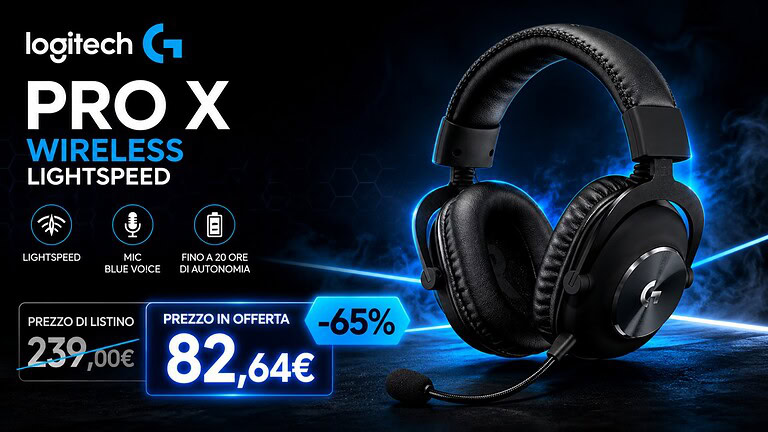 Logitech G PRO X Wireless LIGHTSPEED crolla del 66% su Amazon