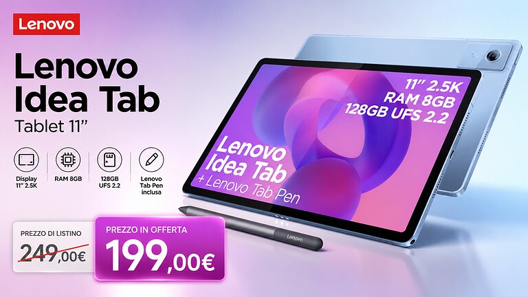 Lenovo Idea Tab in offerta su Amazon a meno di 200 euro col pennino