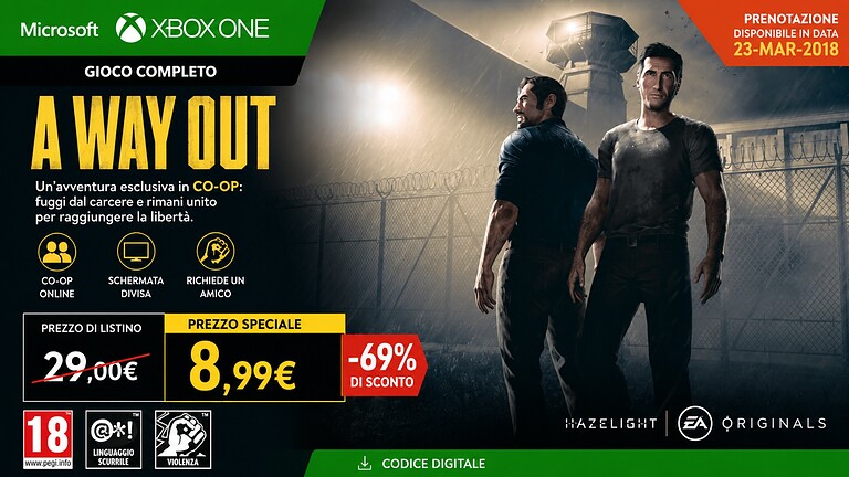 A Way Out a 8,99€ su Amazon: coop per due con un solo acquisto