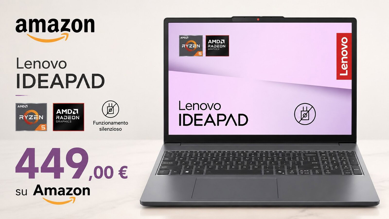 Lenovo IdeaPad Slim 3 al minimo storico: Ryzen 5 a 449,90 euro