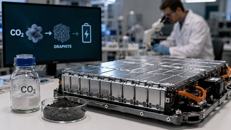 Batterie EV: trasformare la CO2 in grafite, la scoperta che potrebbe cambiare la produzione