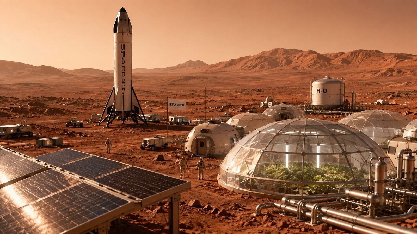 SpaceX su Marte: acqua, energia e aria per basi autosufficienti