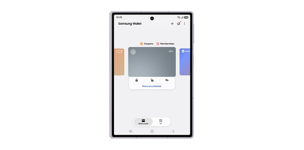 Samsung Wallet chiave digitale Samsung Wallet diventa la chiave delle Volkswagen elettriche