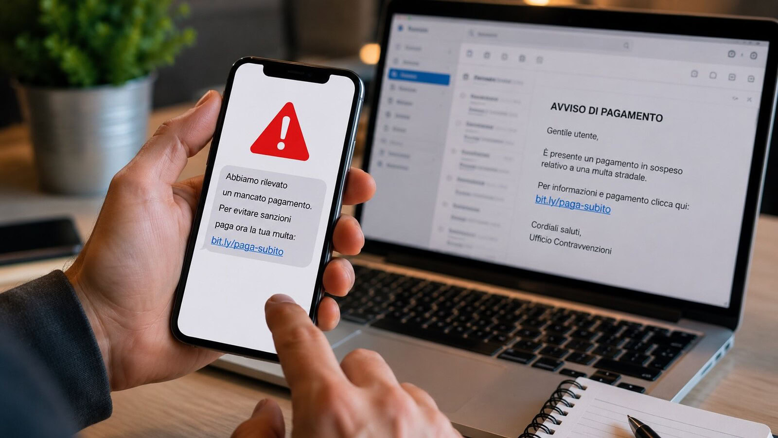 Multa da pagare, l'avviso via SMS che nasconde una truffa