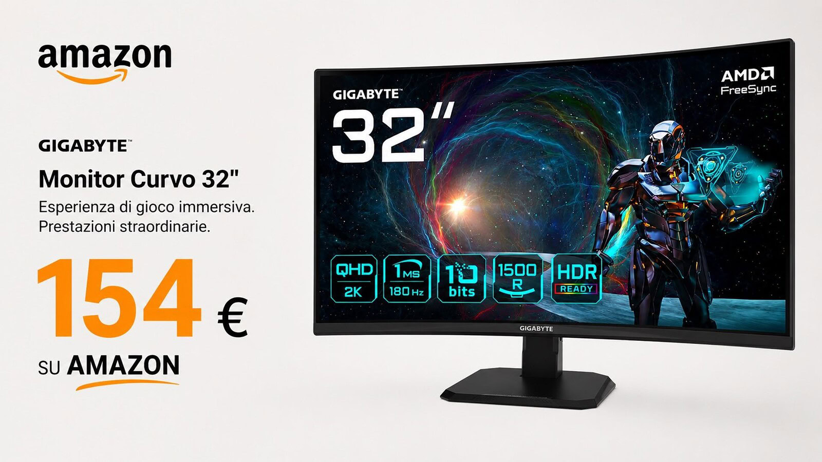 Monitor Gigabyte con monitor curvo 180Hz al minimo storico su Amazon