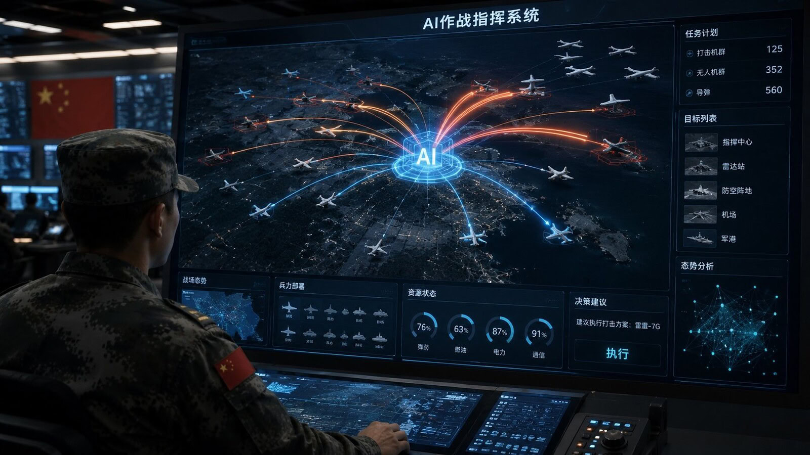 Cina, l'AI che pianifica gli attacchi aerei in pochi minuti