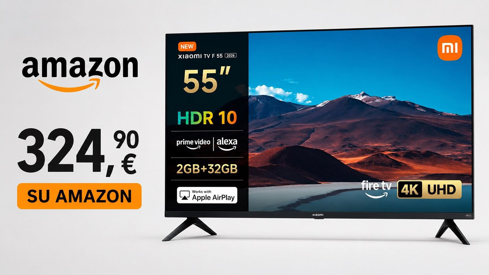 Xiaomi TV F 55 al minimo storico su Amazon a 324,90 euro