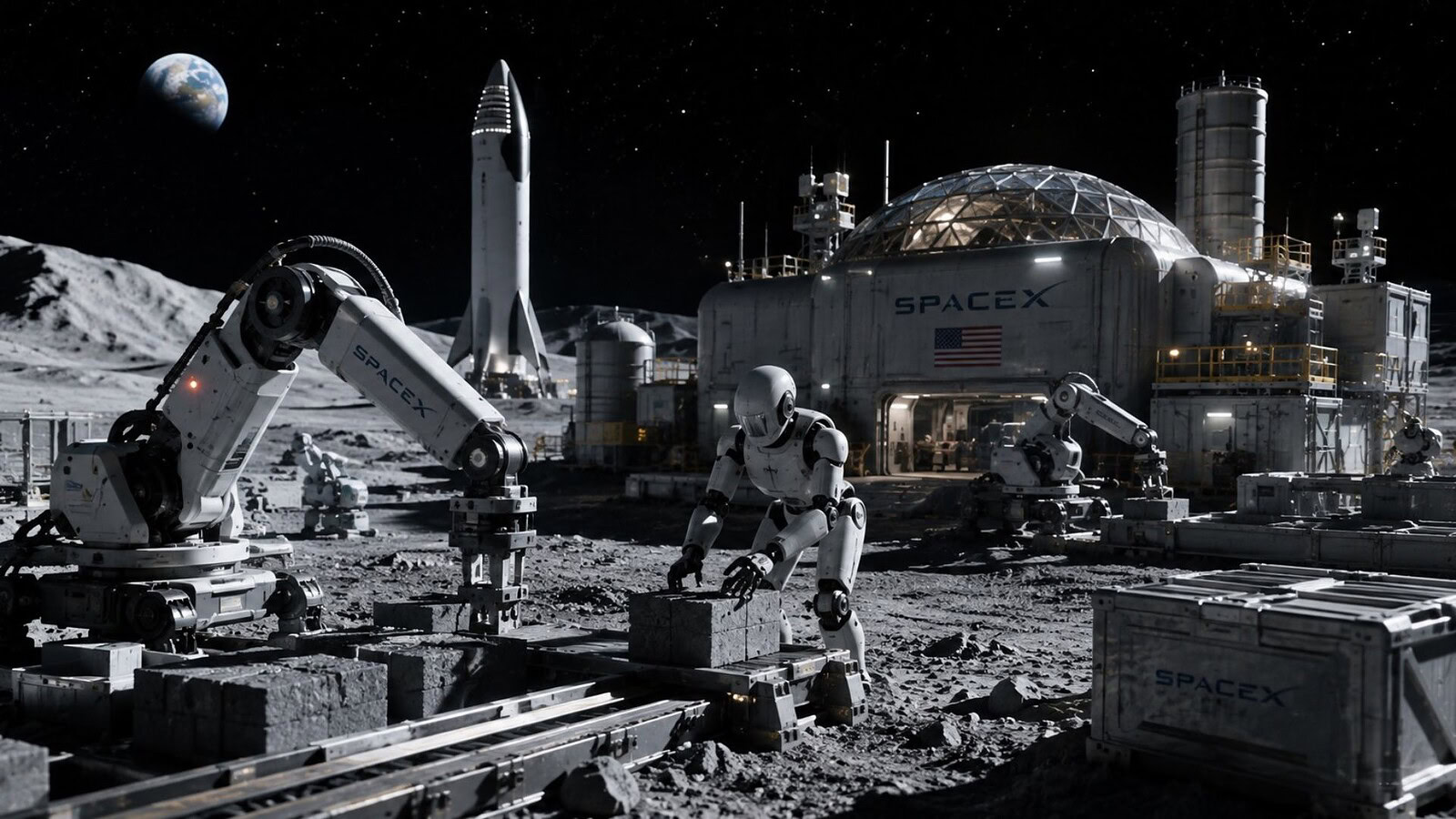 SpaceX vuole fabbriche sulla Luna gestite dai robot