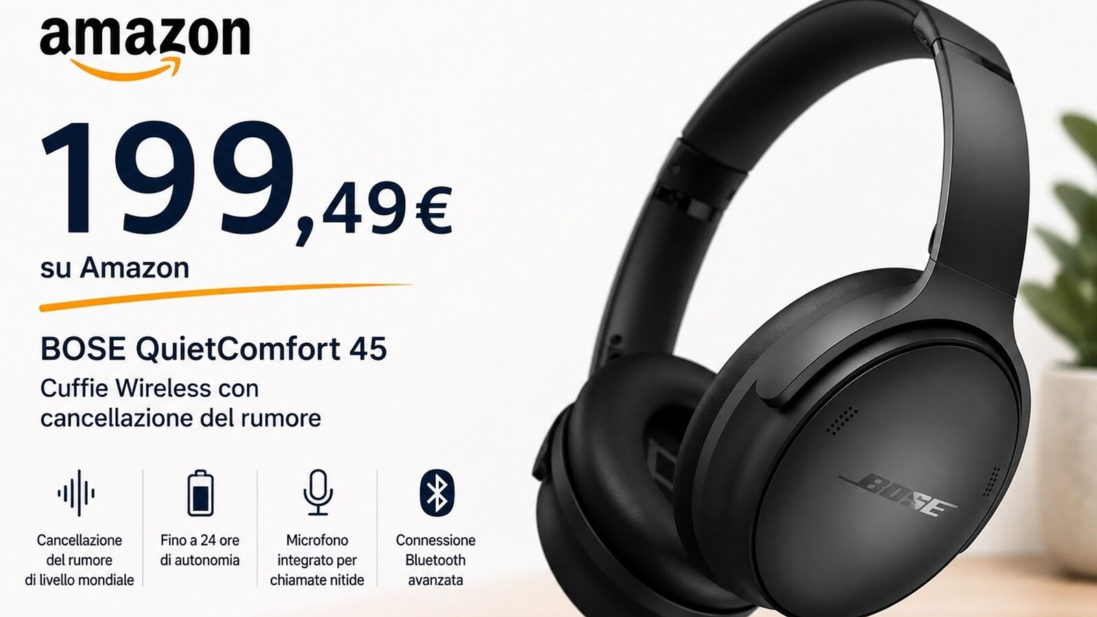 Bose QuietComfort al minimo storico: 199,49 euro con il 20% di sconto
