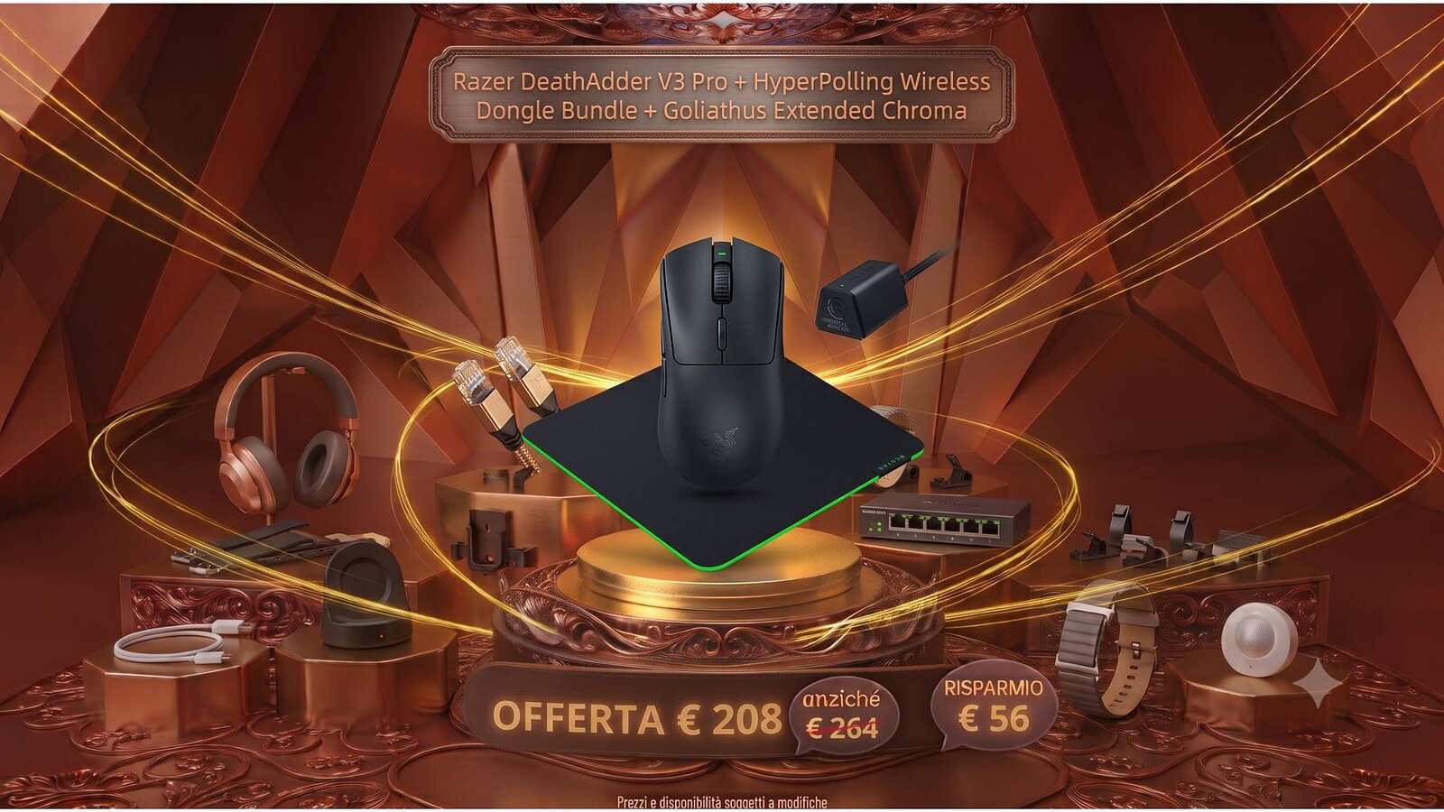 Razer DeathAdder V3 Pro in offerta: bundle a 208€ su Amazon