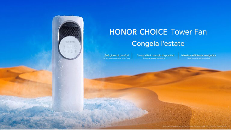 HONOR CHOICE Tower Fan debutta in Italia: raffresca, riscalda e umidifica con un solo dispositivo