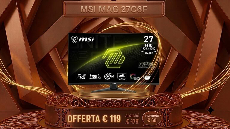 MSI MAG 27C6F in offerta: monitor gaming 180 Hz a 119€ su Amazon
