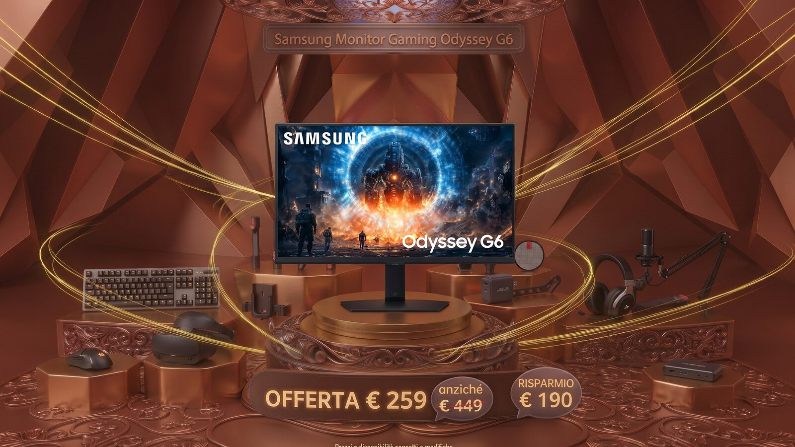Samsung Odyssey G6 crolla a 259€ su Amazon: sconto del 48%