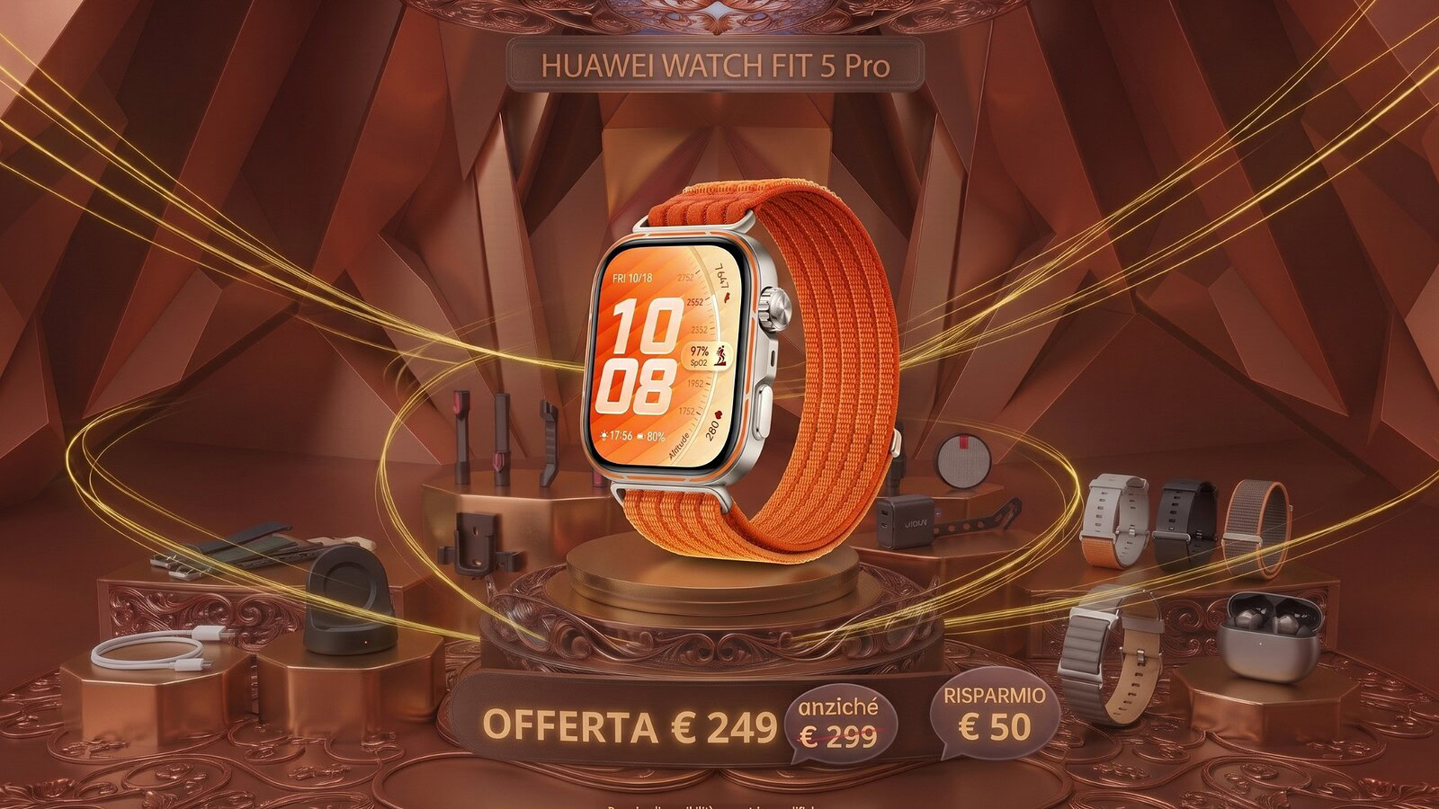 HUAWEI Watch Fit 5 Pro Arancione al minimo storico su Amazon