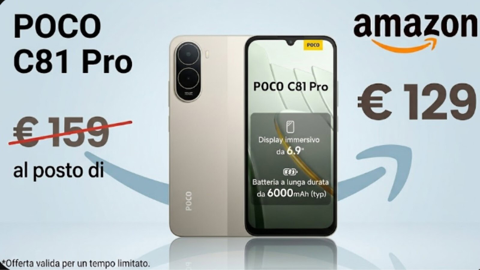 POCO C81 Pro in offerta su Amazon a 129,90 euro