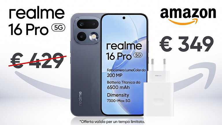 Realme 16 Pro 5G crolla su Amazon: 200MP a 349 euro