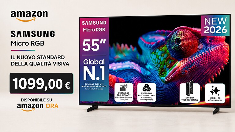 Samsung Micro RGB 55": prezzo giù di 500 euro su Amazon