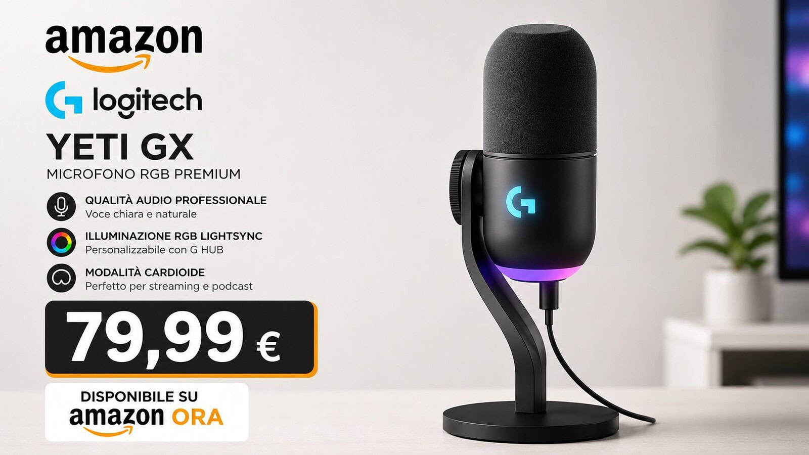 Logitech G Yeti GX al minimo storico su Amazon: l'offerta