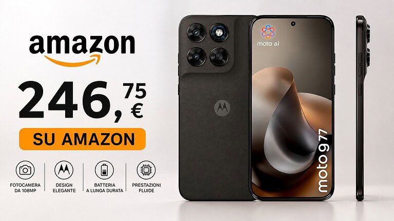 Motorola G77 al minimo storico su Amazon: prezzo sotto i 250 euro