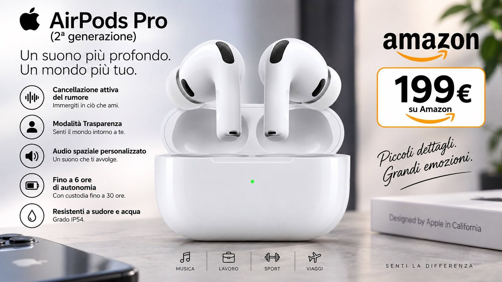AirPods Pro 3 a 199 euro su Amazon: minimo storico