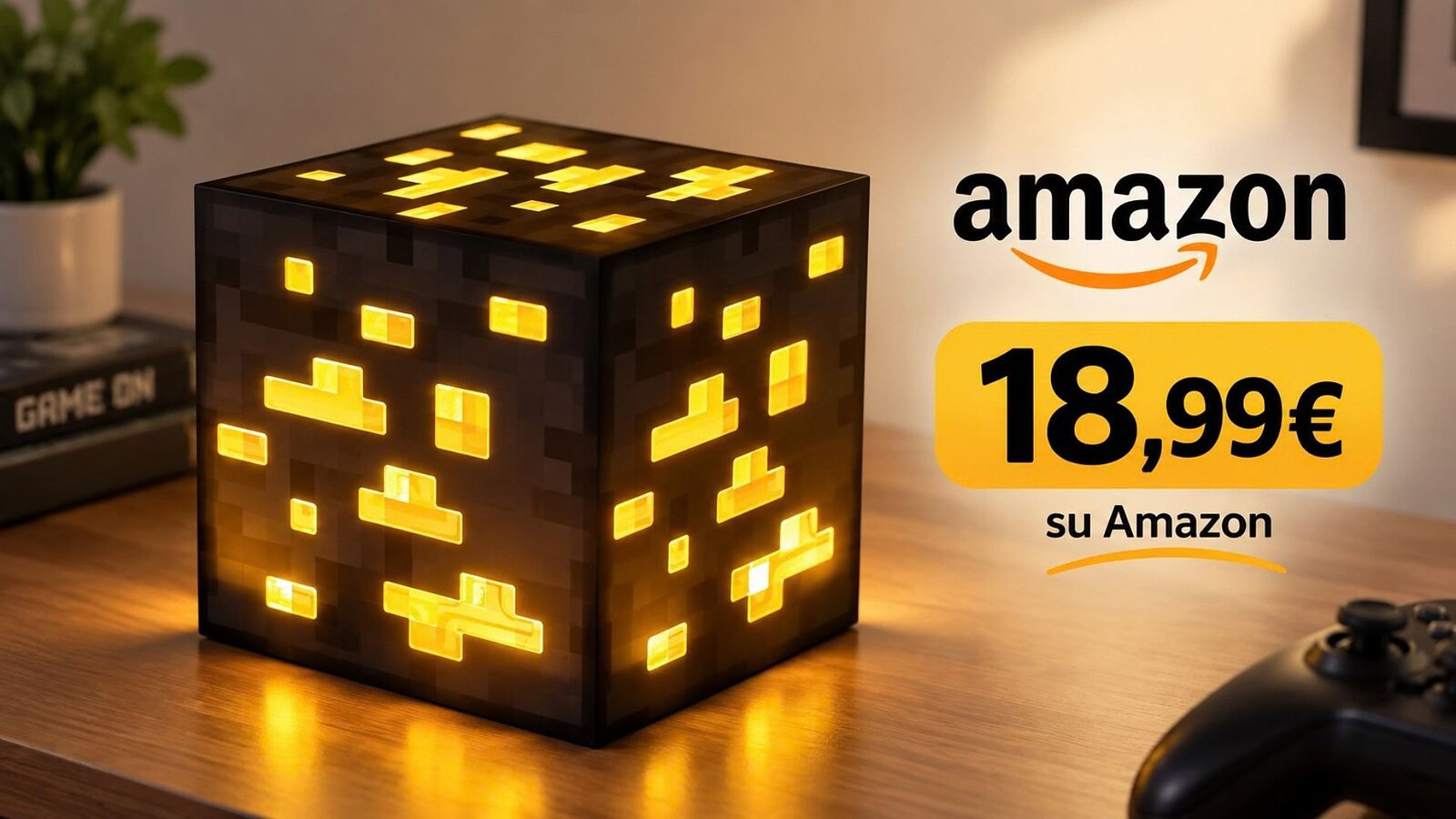 Lampada Minecraft: cubo LED USB da 10 cm a 18,99 euro su Amazon