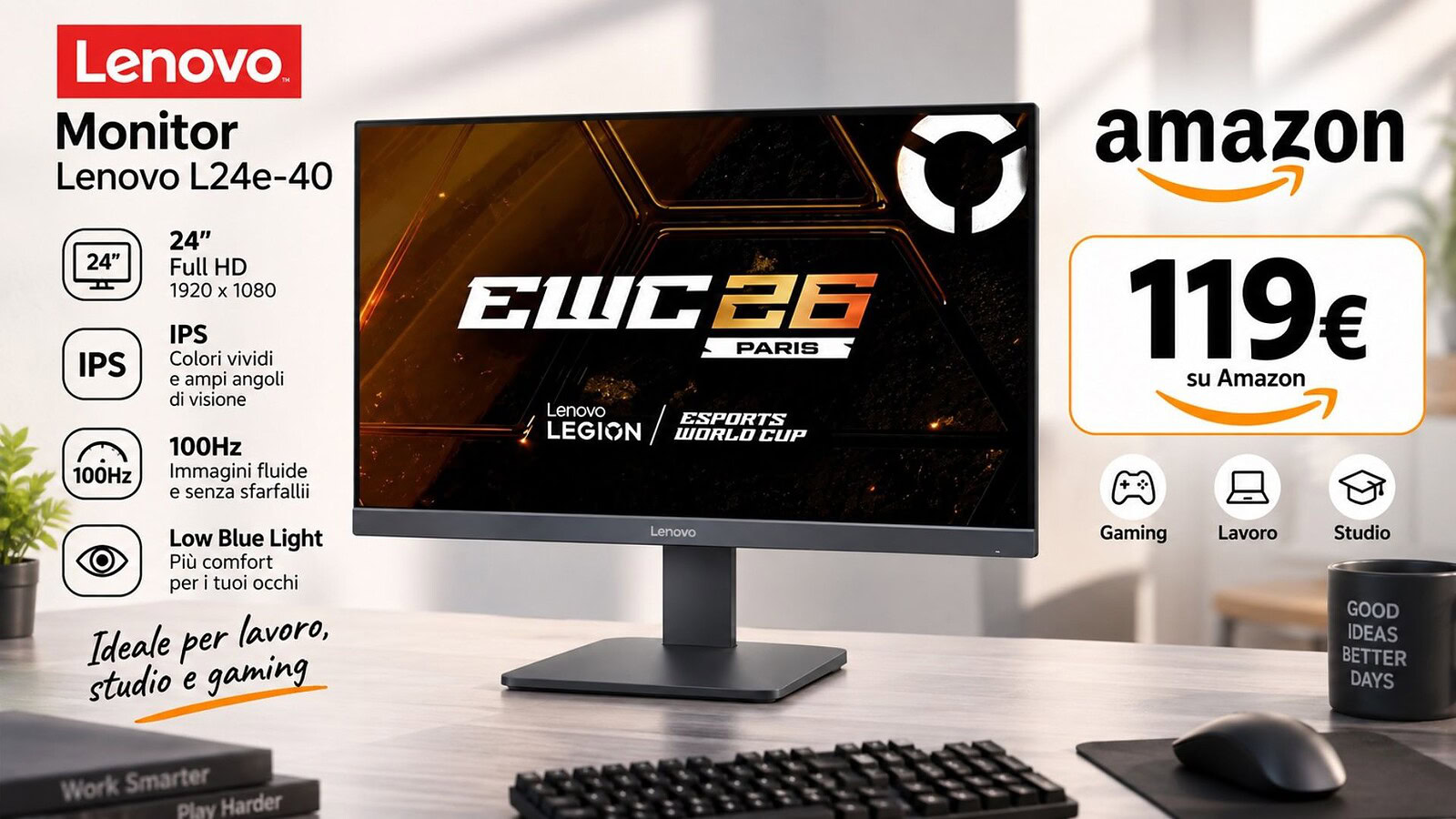 Monitor Lenovo LOQ 27 a 119 euro: 200 Hz al minimo storico