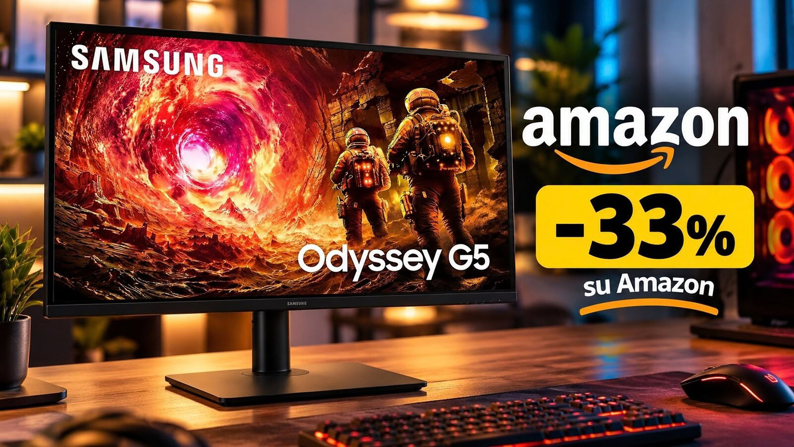 Samsung Odyssey G5 al minimo storico: QHD a 180Hz a 186,20 euro