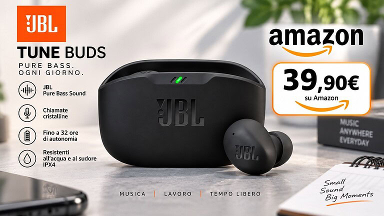 JBL Wave Buds 2 al minimo storico su Amazon: -53%, 32,93€