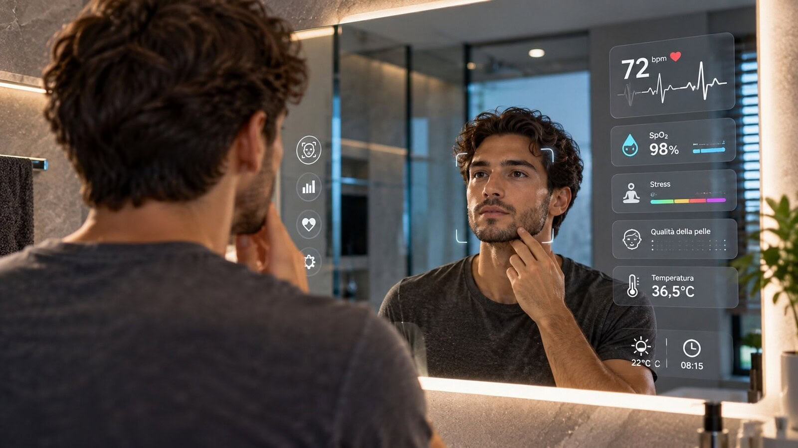 Specchio smart: speaker Bluetooth e luci LED che cambiano colore