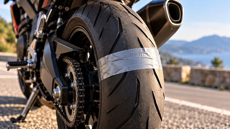 Adesivo sulla gomma della moto: a cosa serve davvero il trucco