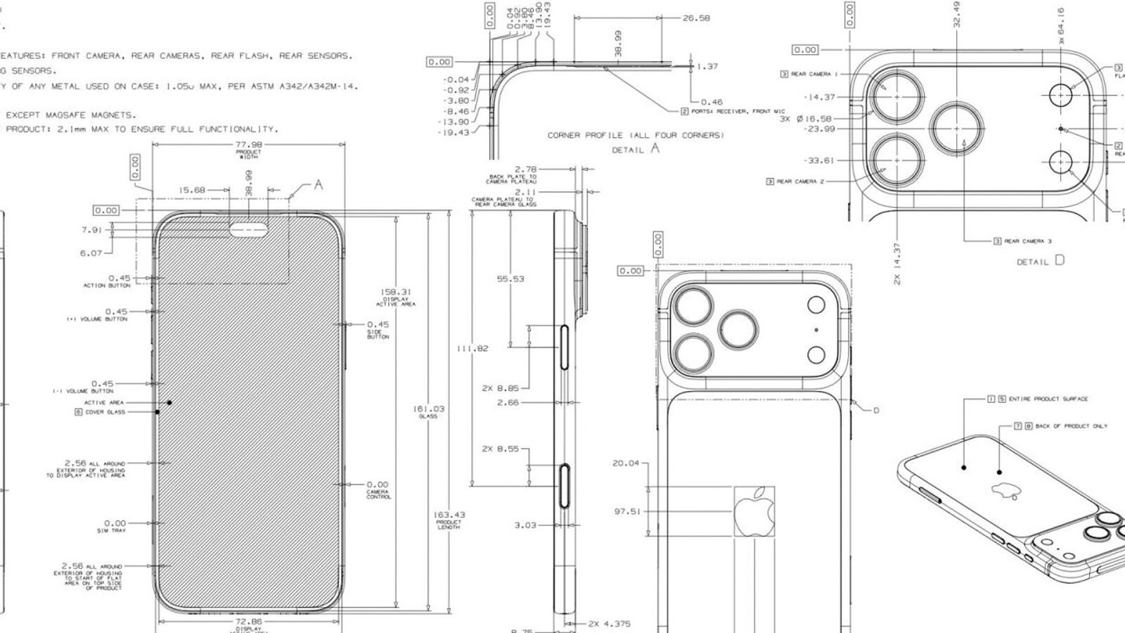 Disegni dimensionali Apple